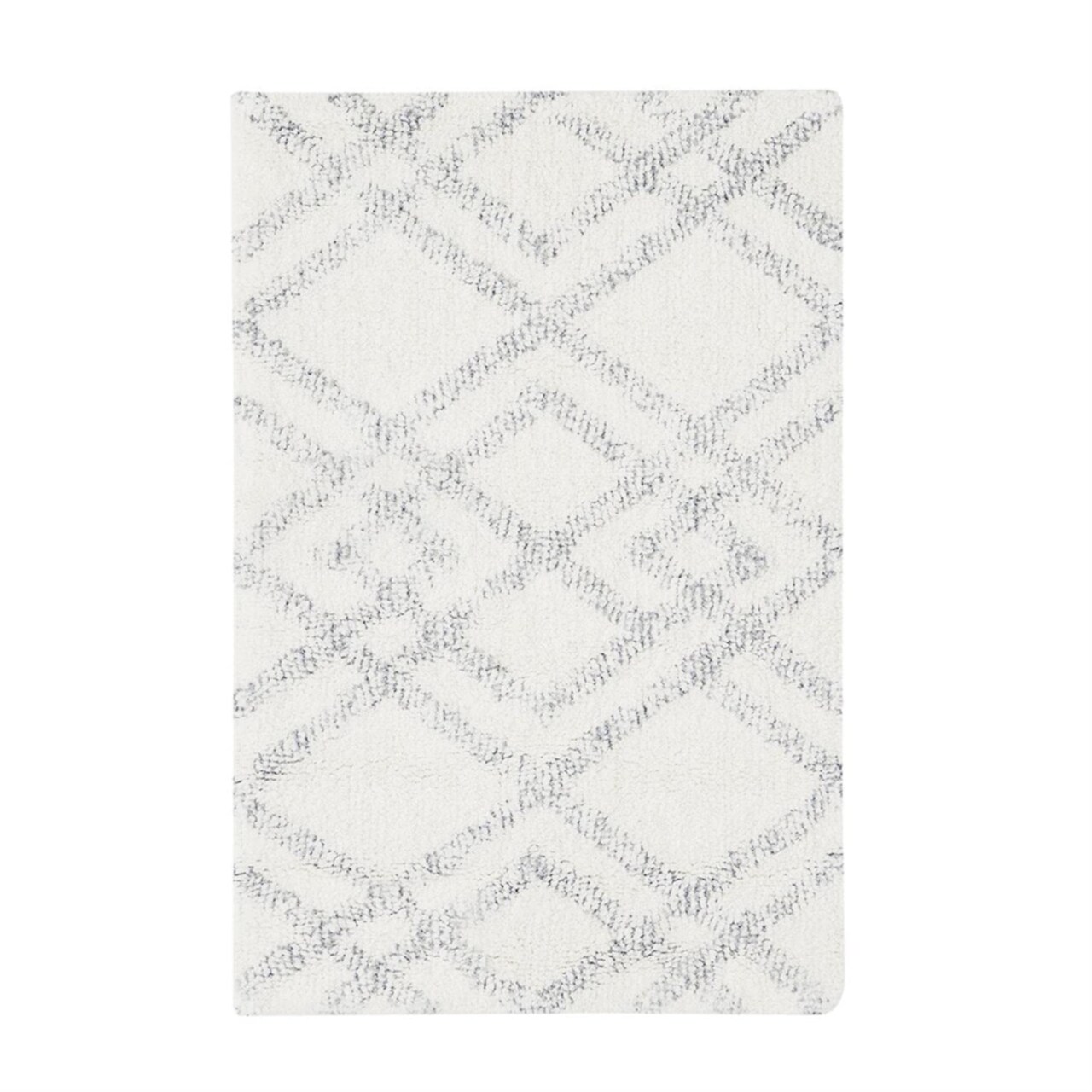 INK+IVY Modern Ansel Cotton Bath Rug with Grey and White Finish II72-1229